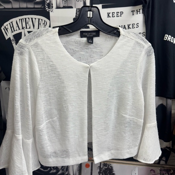 Perceptions Ivory Textured Knit Cardigan - Picture 1 of 5